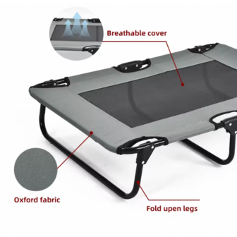 Topmast Hondenstretcher Outdoor - Maat S - Antraciet - Luchtdoorlatend - 89 x 61 cm