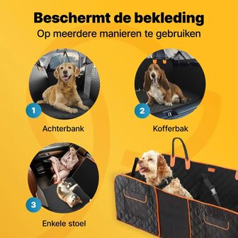 JAKE &amp;  JACKY XXL Hondendeken Auto met Achterbankverlenging &ndash; 40% extra ruimte &ndash; Waterdicht &ndash; 125 kg.