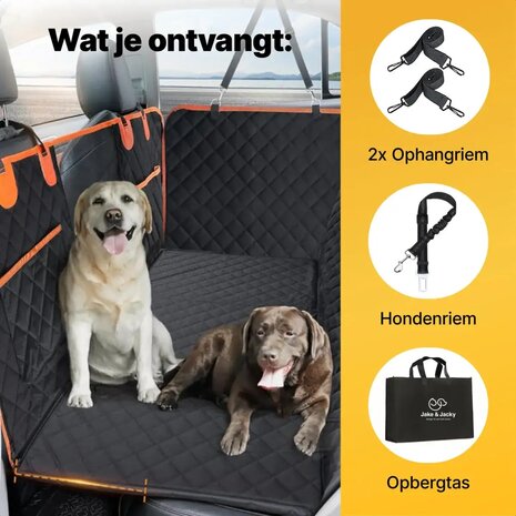 JAKE &  JACKY XXL Hondendeken Auto met Achterbankverlenging &ndash; 40% extra ruimte &ndash; Waterdicht &ndash; 125 kg.