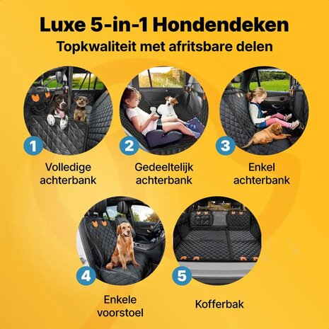JAKE & JACKY Hondendeken Auto &ndash; Luxe 5‑in‑1 Bescherming