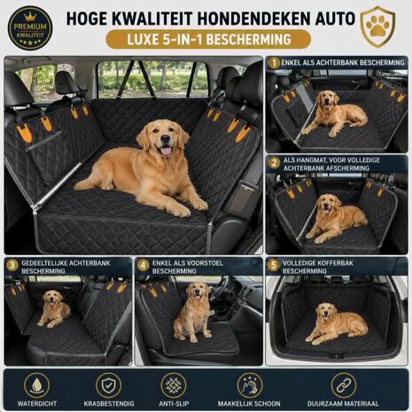 JAKE & JACKY Hondendeken Auto &ndash; Luxe 5‑in‑1 Bescherming