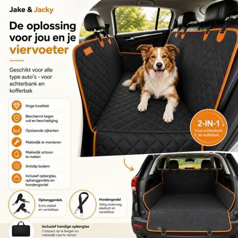 JAKE & JACKY Hondendeken Auto &ndash; Comfort+ Achterbank & Kofferbak