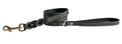 Sazzz hondenriem passion braided classic leer zwart Sazzz hondenriem passion braided classic leer zwart