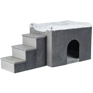 Trixie hondenmand huis harvey met trap grijs / wit Trixie hondenmand huis harvey met trap grijs / wit