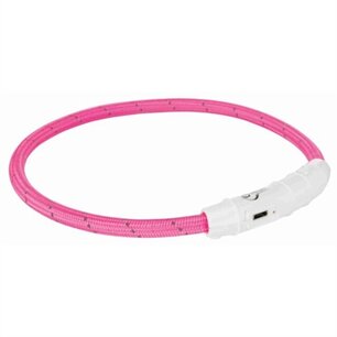 Trixie lichtgevende halsband hond flash usb tpu / nylon roze Trixie lichtgevende halsband hond flash usb tpu / nylon roze
